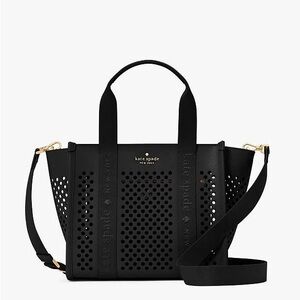 ♠️kate spade Kip Perforated Leather Small Tote, Black NWT
